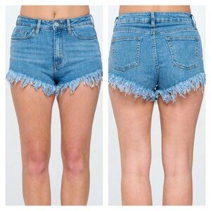 Medium Wash High Rise Denim Shorts